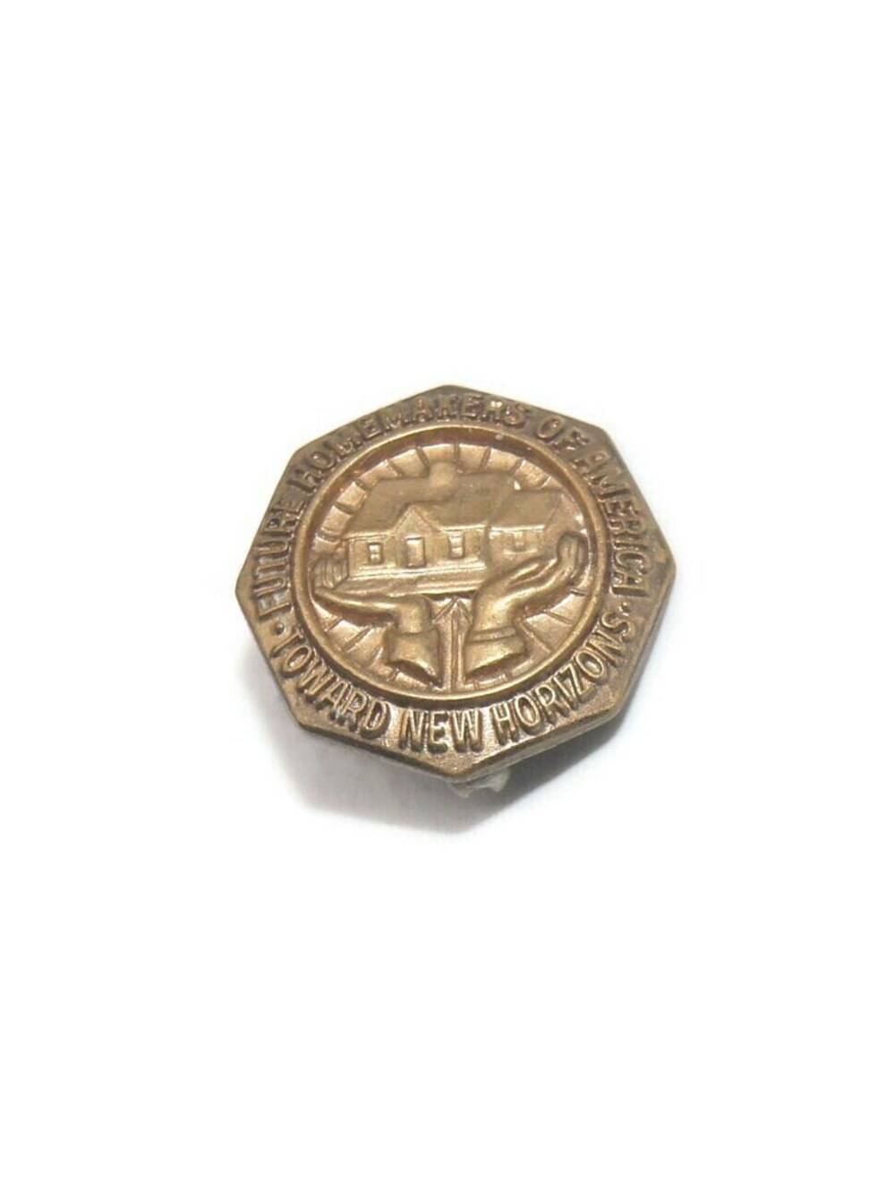 Vintage Gold Tone Future Homemakers of America Octagonal Pin.